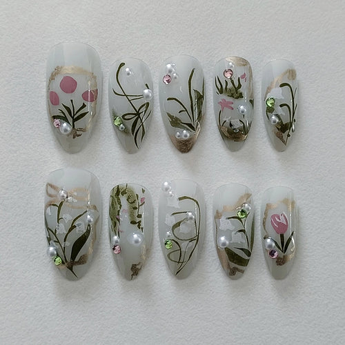 Flora Press-On Nails - 24pcs