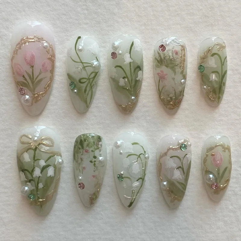 Flora Press-On Nails - 24pcs