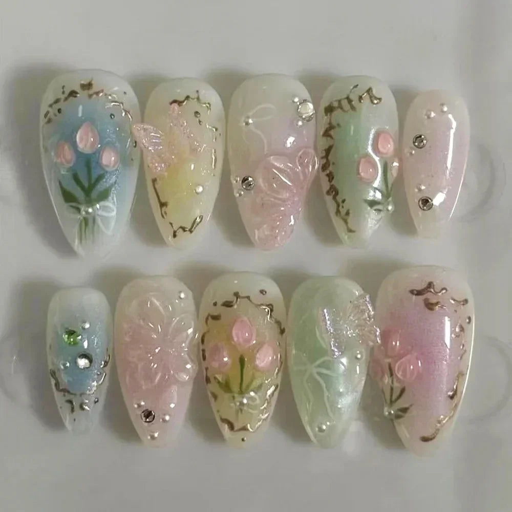 Flora Press-On Nails - 24pcs